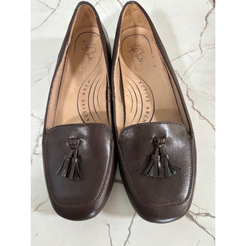 LifeStride Womens Brown Tassel Loafers Active Arch Soft System Flats 7 M